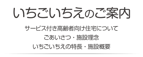 いちごいちえのご案内　サービス付き高齢者向け住宅について・ごあいさつ・施設理念・いちごいちえの特長・施設概要